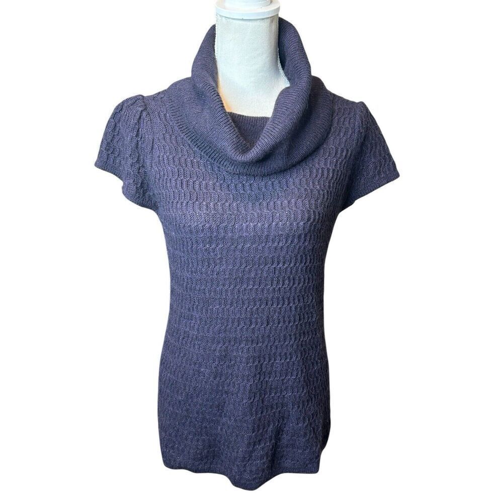 Stambecco Italy Women’s M Purple Wool Alpaca Long Tunic Sweater Cowl Neckline